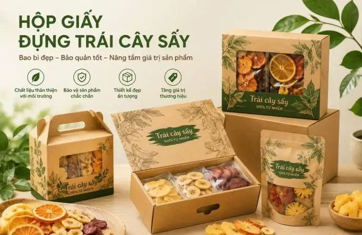 Các kiểu hộp giấy đựng trái cây sấy
