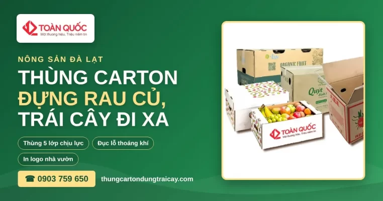 thùng carton đựng rau củ, trái cây Đà Lạt in logo theo yêu cầu
